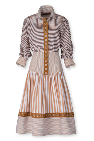 Lamar Dress | Multi Brown Stripes