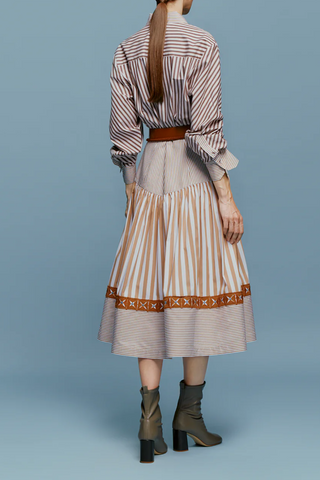 Lamar Dress | Multi Brown Stripes