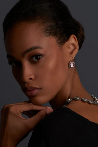 Olivia Button Earrings | Black Rhodium / Blush