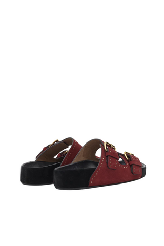 Lennyo Studded Suede Sandal | Burgundy