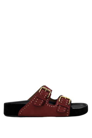 Lennyo Studded Suede Sandal | Burgundy