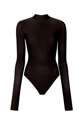 Jersey Mock Neck Bodysuit | Cacao