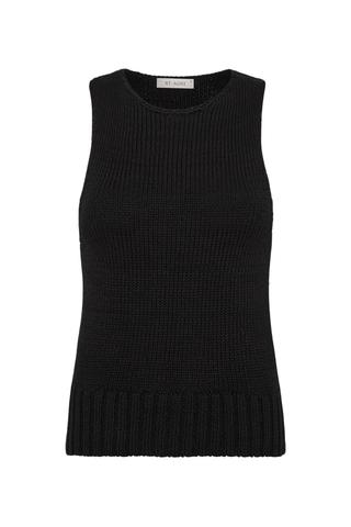 Linen Silk Blend Tank | Black