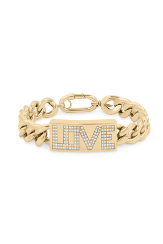 Louise Yellow Gold and White Diamonds Small Links "Love" Bracelet