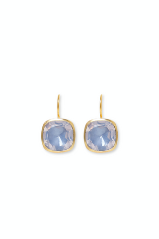 Luzia Button Earrings | 14K Yellow Gold / Lavender Moon Quartz