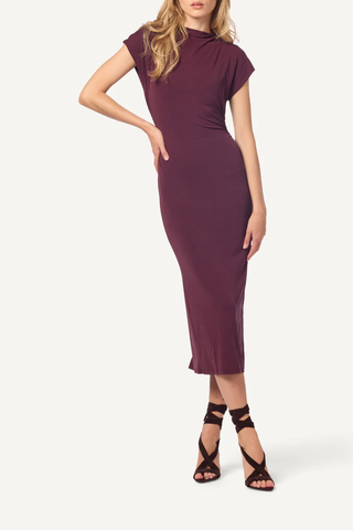 Mesa Mock Neck Midi Dress | Bordeaux