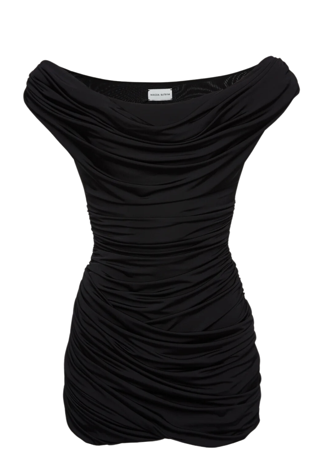 Draped jersey mini dress in Black Draped jersey mini dress in Black