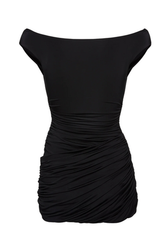 Draped Jersey Mini Dress | Black