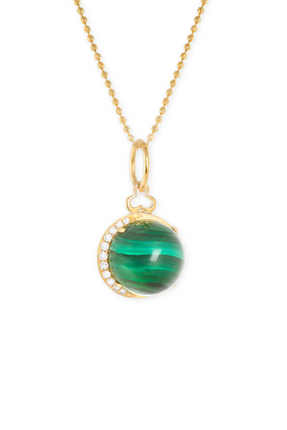 Cabochon Moon Charm Pendant | Malachite