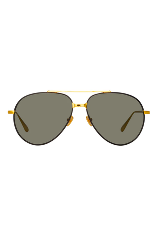 Marcelo Aviator Sunglasses | Black and Yellow Gold