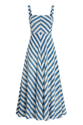 Margherita Dress Ikat Stripes | Blue