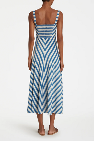 Margherita Dress Ikat Stripes | Blue