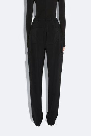 Matte Crepe Tapered Trouser | Black