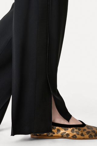 Matte Satin Envers Palazzo Trousers | Nero