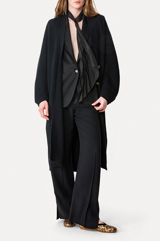 Matte Satin Envers Palazzo Trousers | Nero