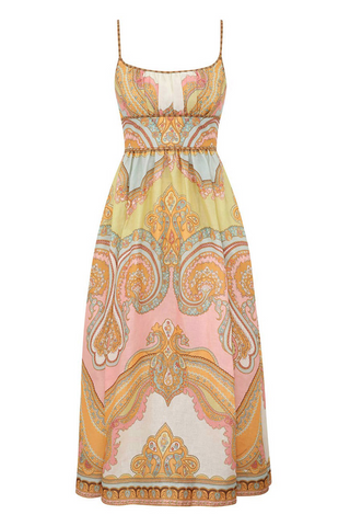 Maxine Picnic Midi Dress | Gold Paisley