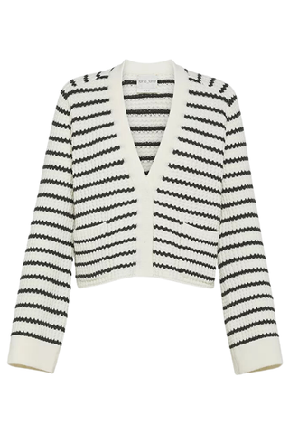 Striped Merino Wool Cardigan | Bianco