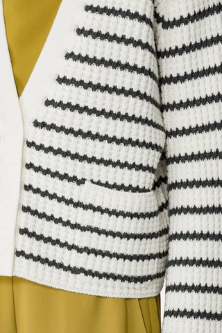 Striped Merino Wool Cardigan | Bianco