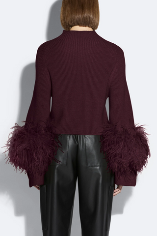 Merino Mock Neck Sweater With Feathers | Mulberry