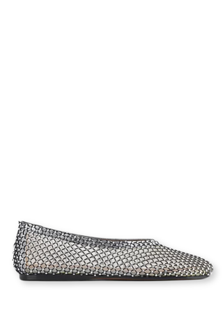 Mesh Ballet Flat With Diamanté Detail | Nero