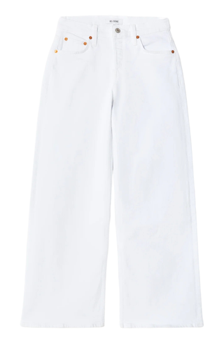 Mid Rise Wide Leg Crop Jean | White