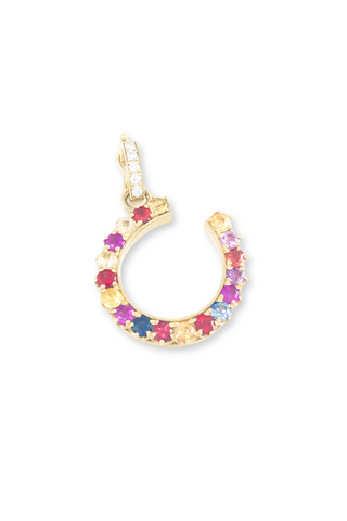 Mini Horseshoe Charm | Rainbow Sapphire