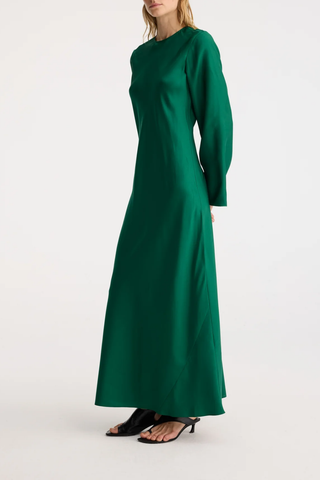 Minimal Silk Dress | Emerald