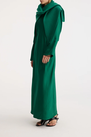 silk dress wide green Minimal Silk Dress
