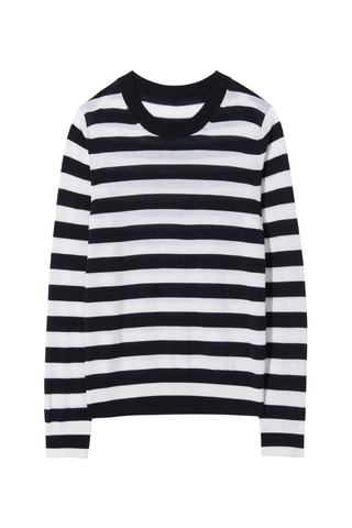Meir Sweater | Midnight/Ivory Stripe