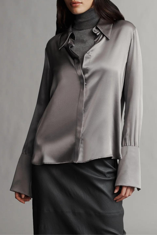 Object Of Affection Shirt With Sleeve Detail | Gunmetal