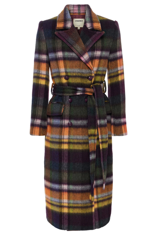 Olina Long Coat | Multi Plaid