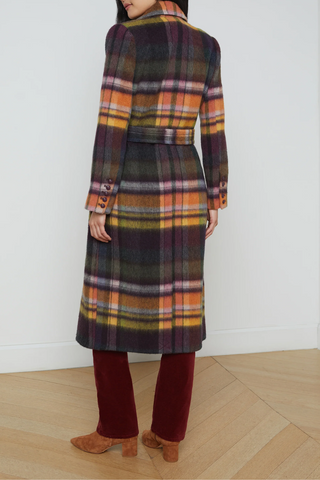 Olina Long Coat | Multi Plaid