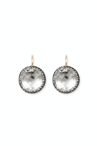 Olivia Button Earrings | Black Rhodium / White