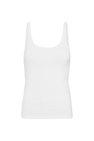 Organic Cotton Slim Scoop Tank | White