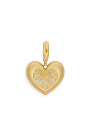 Paulette Brushed Yellow Gold Baby Heart with Diamond Heart Pendant