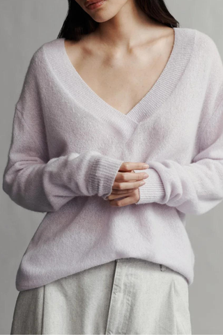 Perfect Deep V Sweater | Lilac Tint