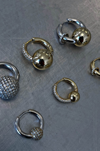 Earring Piercing Small Ball Pave | Gold