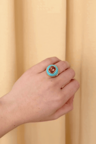 Petite Lollipop Ring | Pink Tourmaline in Turquoise