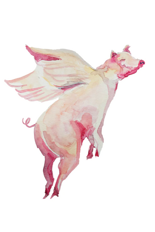 Fantasy Motif Signet Pendant - Flying Pig