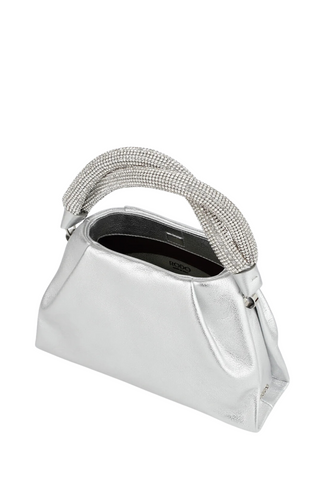 Bernice Lame Handbag | White Silver Hardware