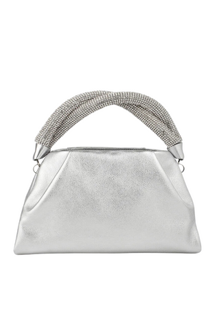 Bernice Lame Handbag | White Silver Hardware