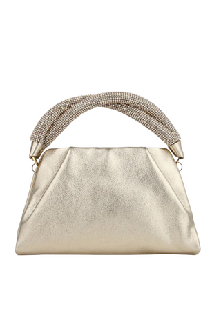 Bernice Lame Handbag Sahara Leather | Platinum Hardware