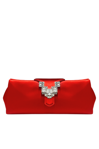Anthea Silk Satin Clutch Bag | Red 646
