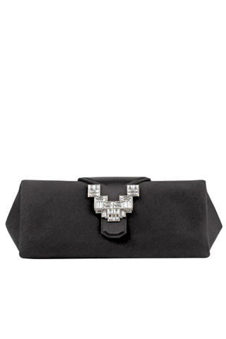 Anthea Silk Satin Clutch Bag | Black 900