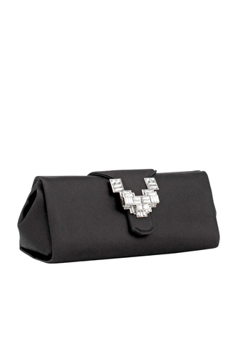 Anthea Silk Satin Clutch Bag | Black 900