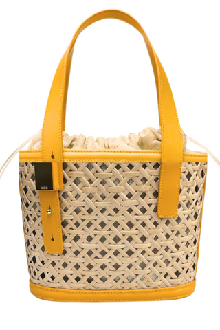 Ellie Wicker Tote Bag | Sand/Yellow