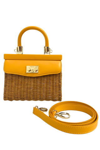 Small Paris Wicker Handbag | Yellow