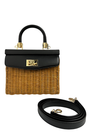 Small Paris Wicker Handbag | Black