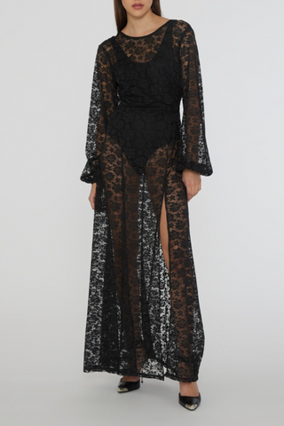 Lace Maxi Slit Dress | Black