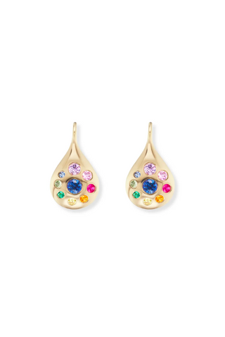 Small Petal Drop Earrings | Rainbow Sapphires & Emeralds